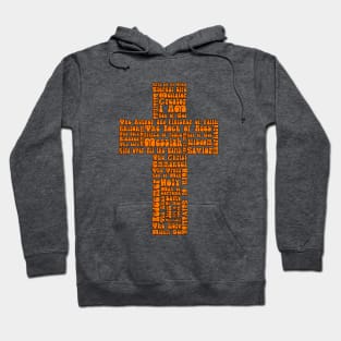 Funky Orange Retro Style names of Jesus Cross Hoodie